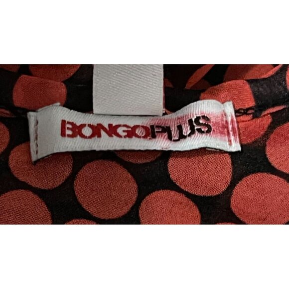 Bongo Plus 3X Red Black Dots Back Bow Sheer Blouse Office Travel Artsy Top - Picture 9 of 10